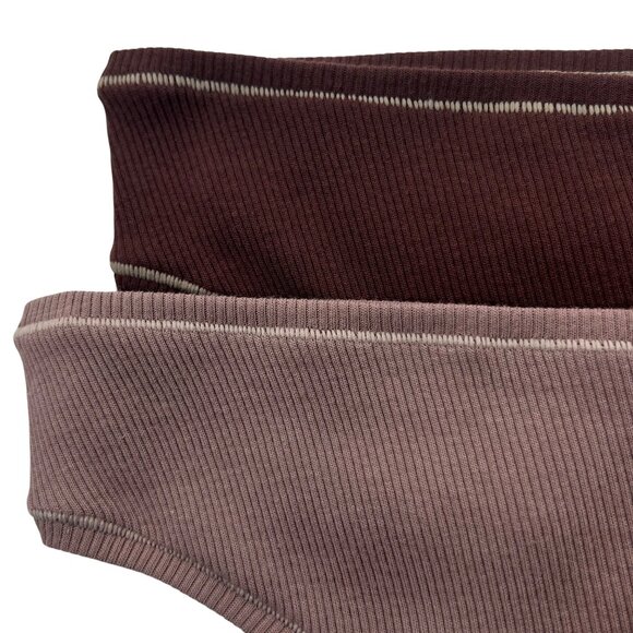 SKIMS Cotton Rib Dipped Thong Lot of 2 Umber Chocolate 3X - Picture 7 of 12